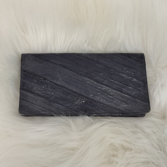 Grey Eel Skin Vintage Wallet/Card Holder Slots/Pockets - Picture 2 of 9
